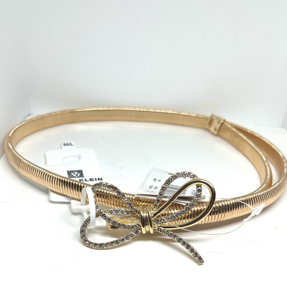 Anne Klein Gold Belt with Rhinestone Bow
